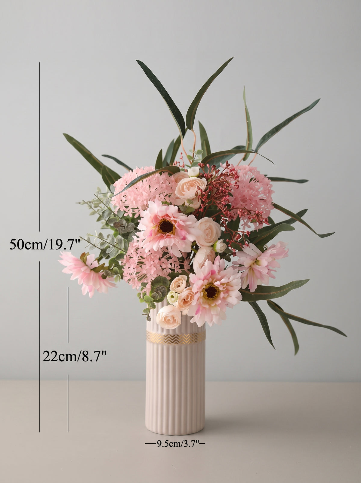Nordic Blush Daisy and Rose Faux Floral Arrangement
