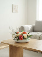 Zen Cream and Dusty Rose Frosted Botanical Faux Floral Arrangement
