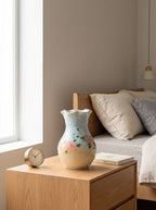 French Country Pastel Blue Floral Ceramic Vase