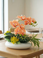 Zen Apricot Phalaenopsis Orchid Botanical Faux Floral Arrangement