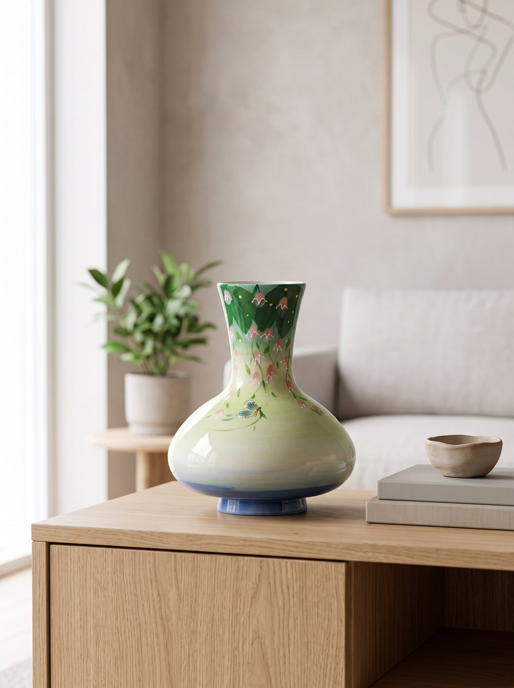 Hand-Painted Lily of the Valley Vase