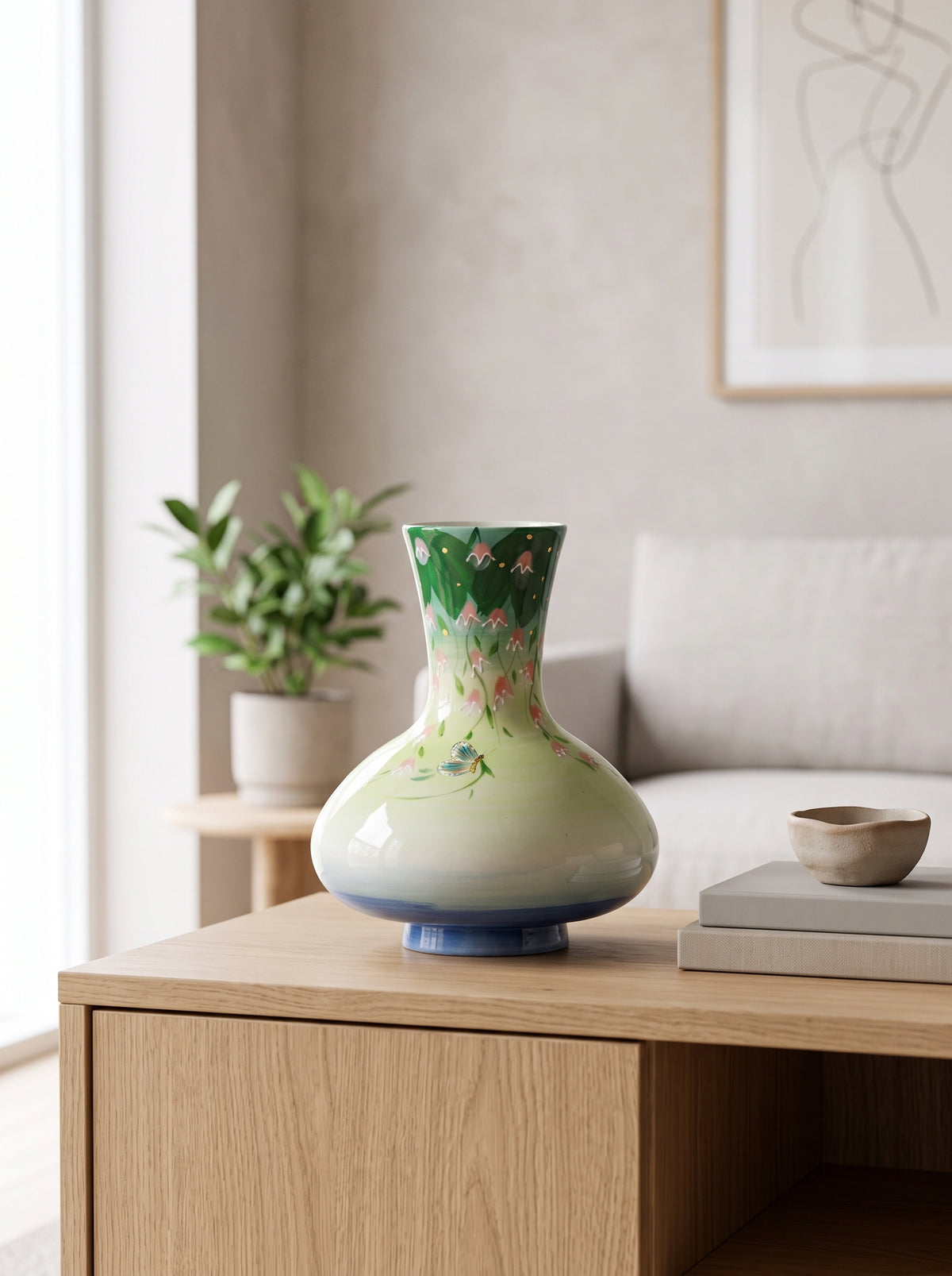 Hand-Painted Lily of the Valley Vase