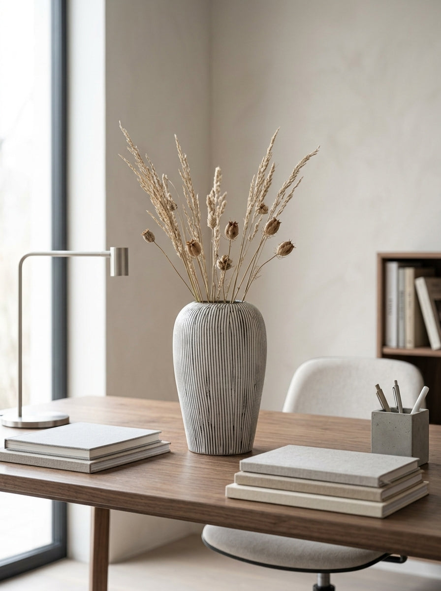 Minimalist Black and White Striped Vase