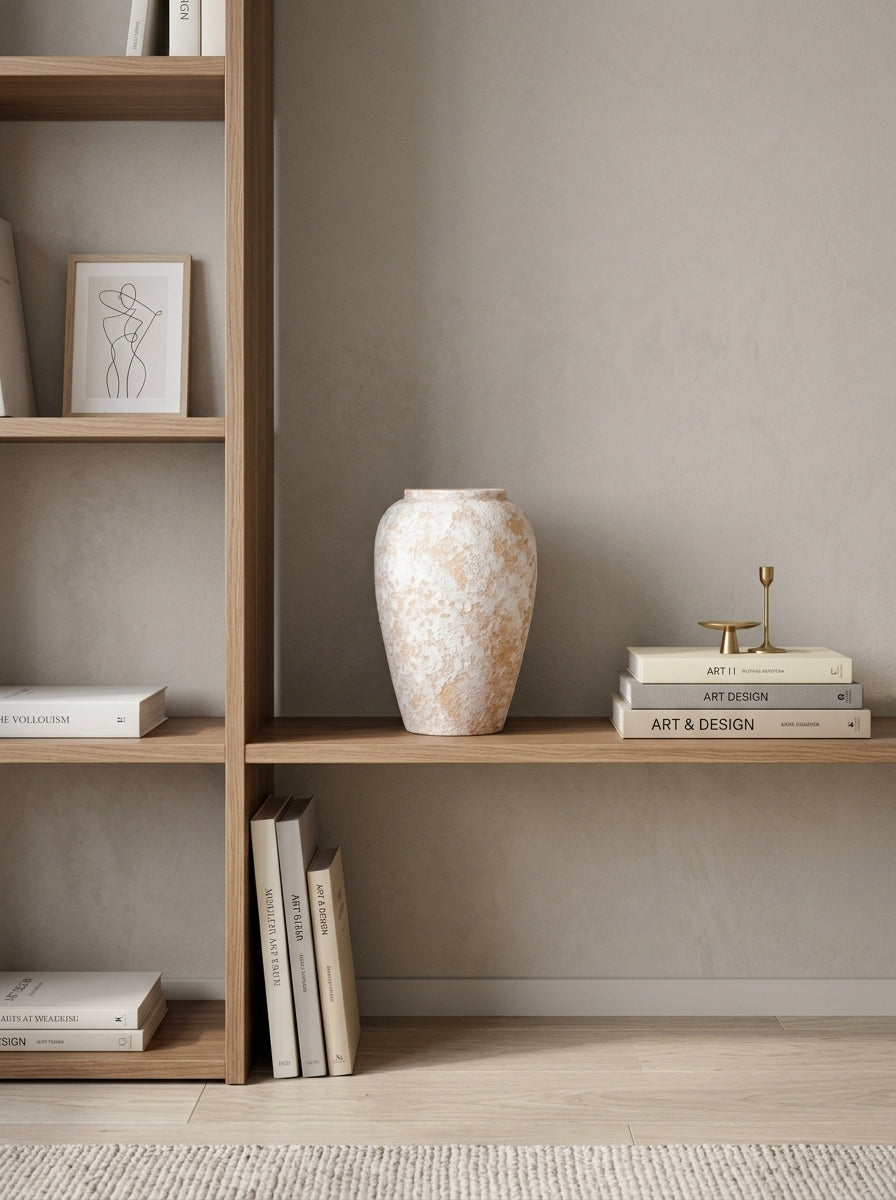 Rustic Textured White Terracotta Vase