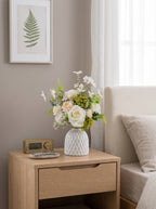 Nordic Fresh White Rose Wildflower Botanical Artificial Floral Arrangement