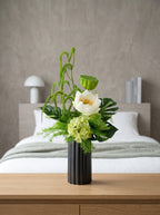 Zen White Lotus and Lotus Pod Botanical Faux Floral Arrangement