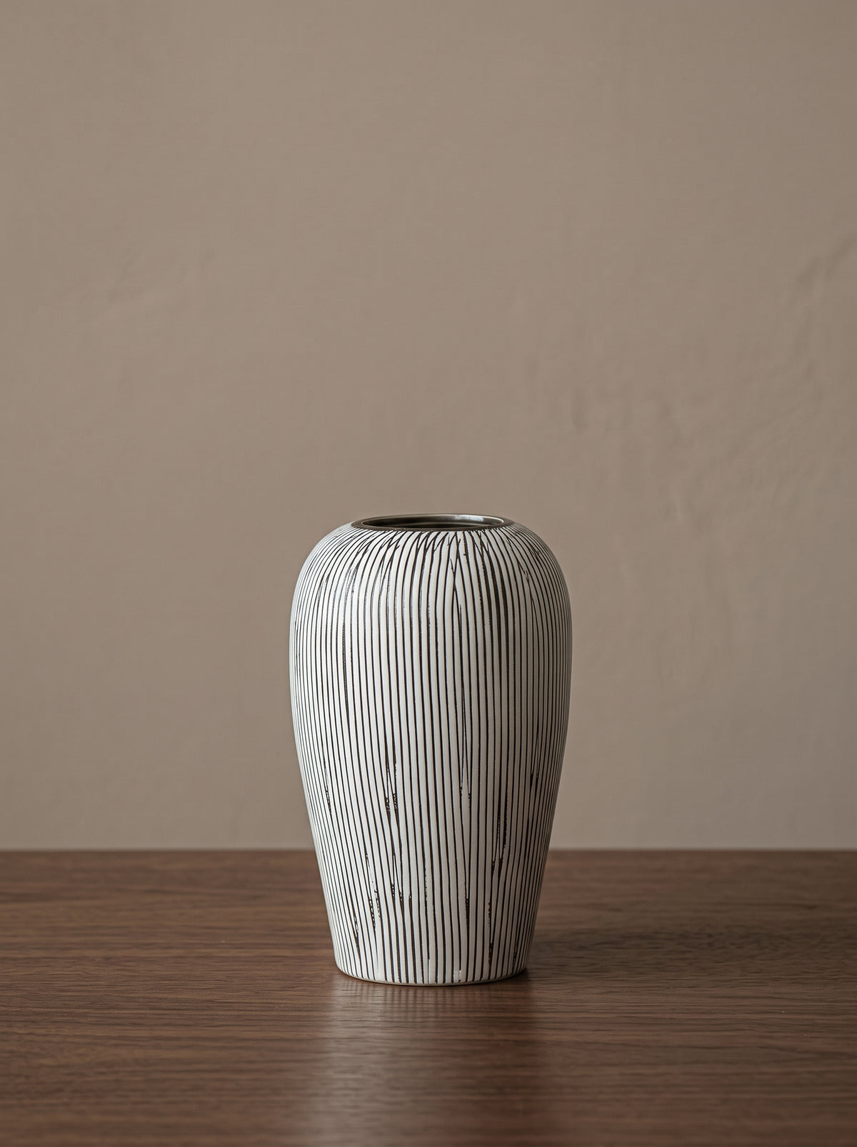 Minimalist Black and White Striped Vase
