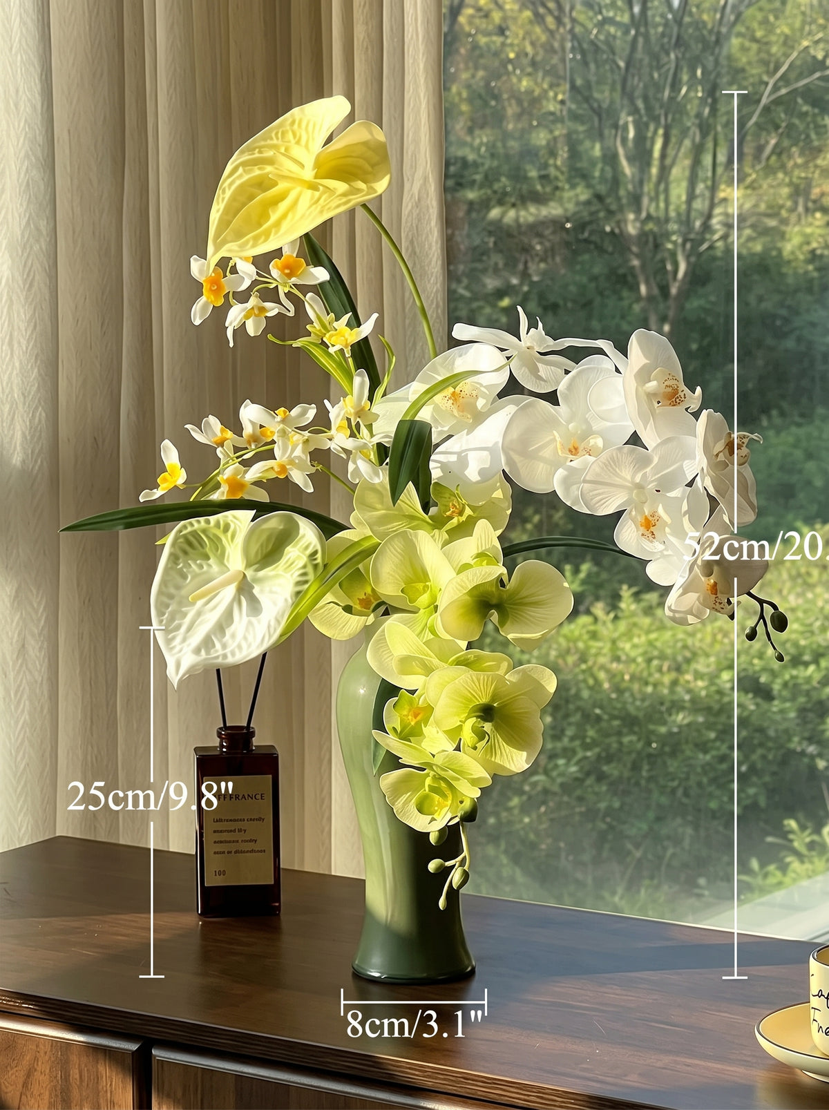 Zen Butterfly Orchid and Anthurium Faux Floral Arrangement