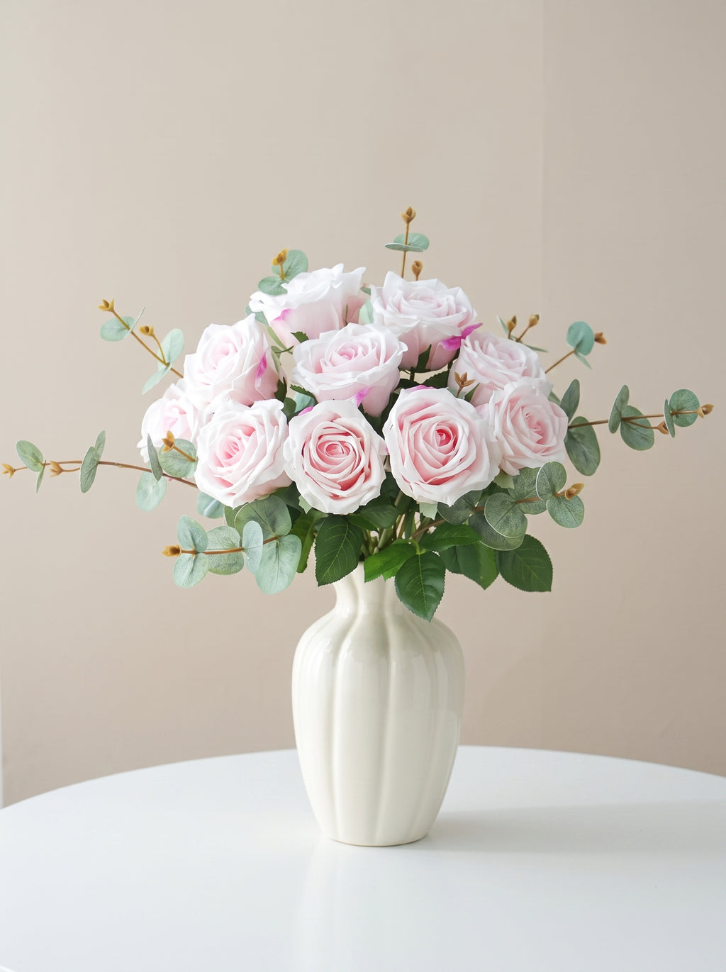 Serene Creamy Rose Garden Spray Faux Floral Arrangement