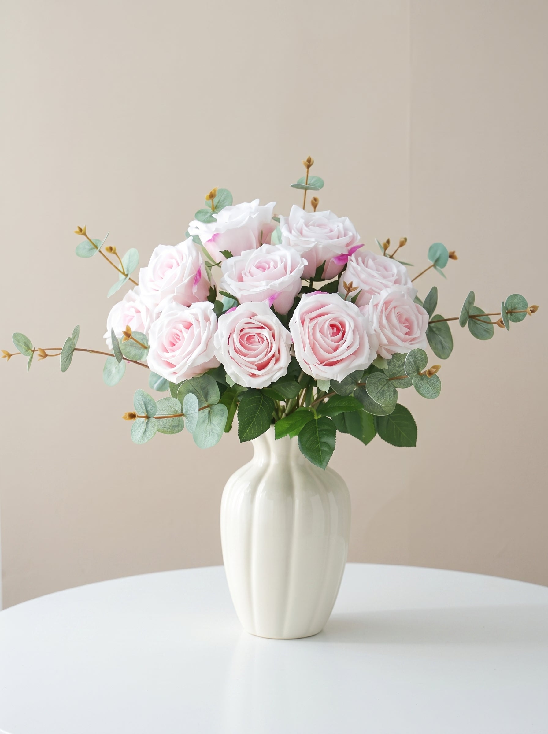 Serene Creamy Rose Garden Spray Faux Floral Arrangement