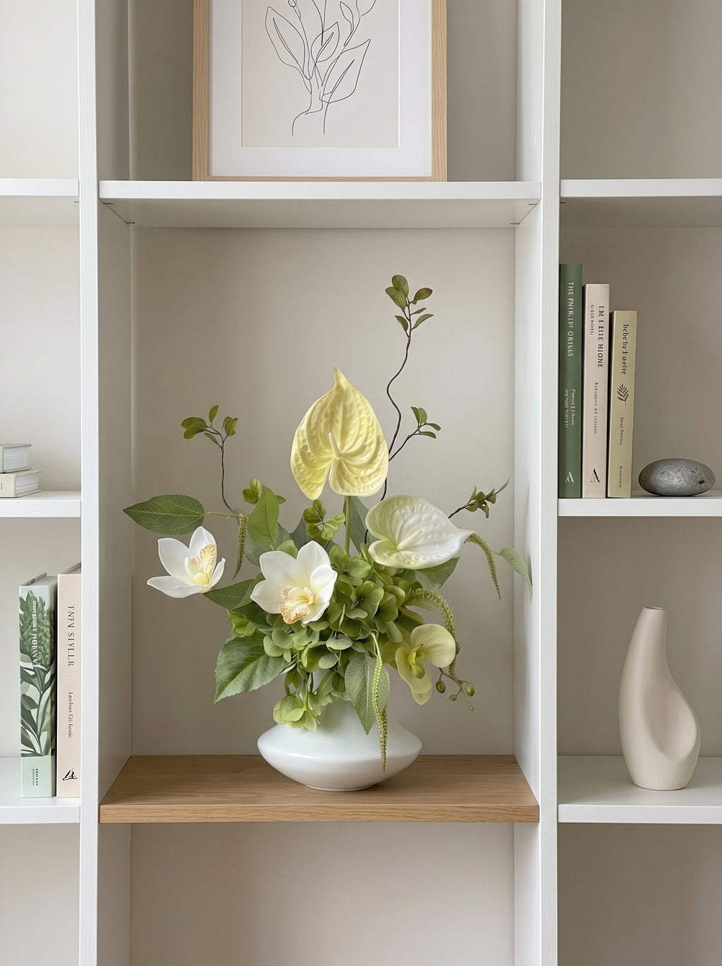 Serene Forest Anthurium Orchid Botanical Faux Floral Arrangement