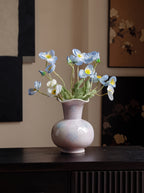 French Elegant Fluted Pastel Ceramic Flower Vase