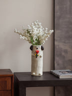 Artisanal Whimsical Dog Holding Rose Vase