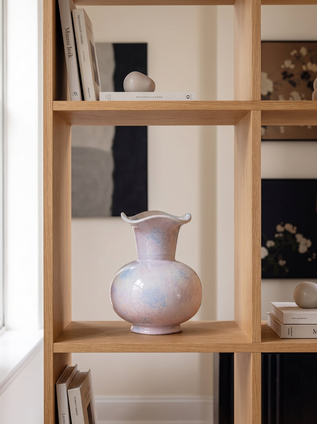 French Elegant Fluted Pastel Ceramic Flower Vase