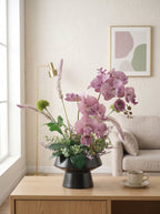 Zen Mauve Purple Orchid Botanical Faux Floral Arrangement