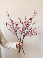 Vintage Crimson Botanical Branch Faux Floral Arrangement