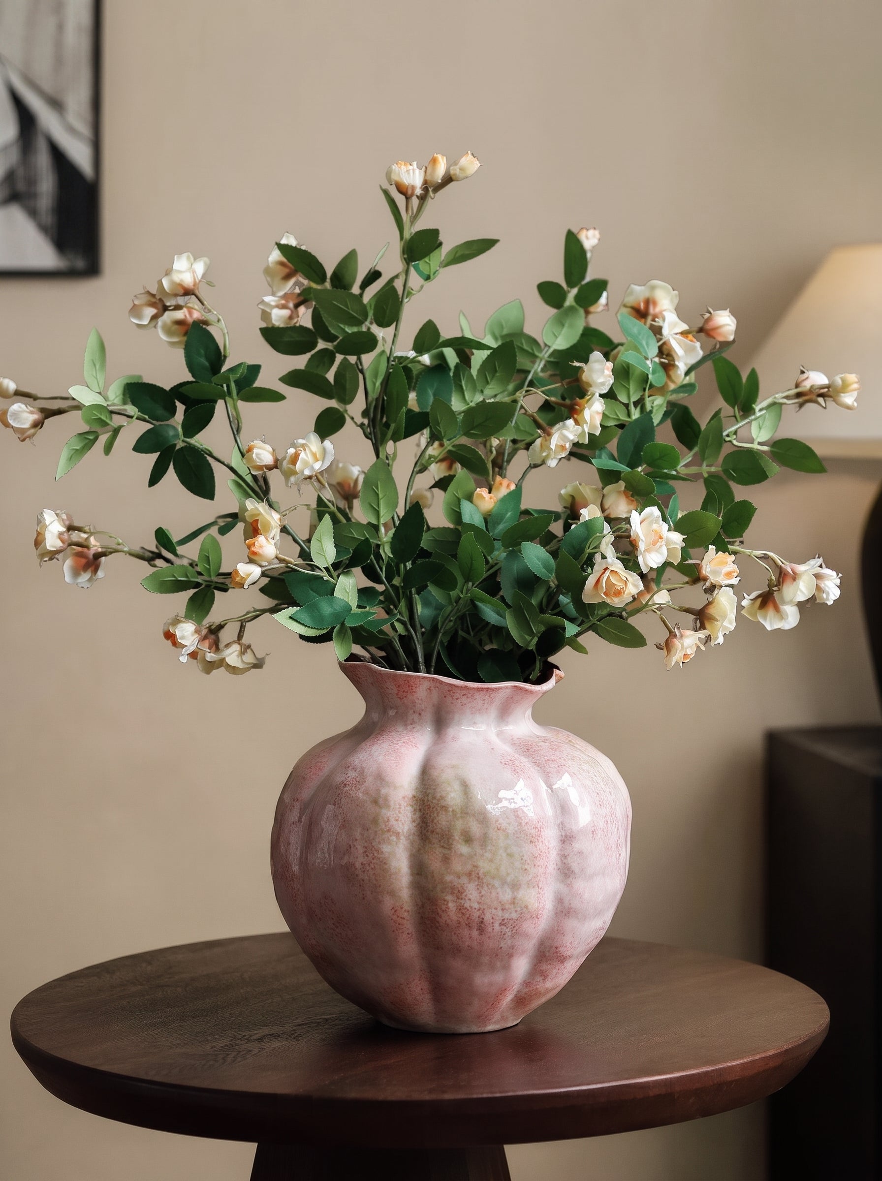 Vintage Fluted Speckled Glazed Sculptural Vase