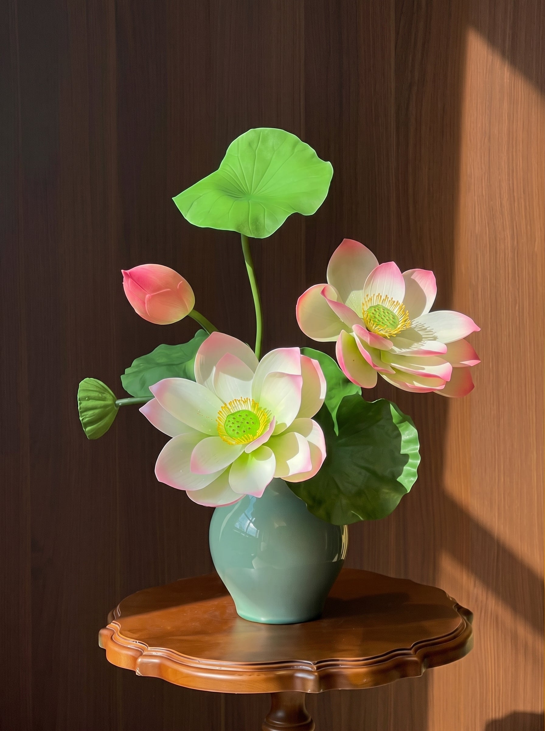 Serene Zen Lotus Bloom Botanical Artificial Floral Arrangement