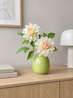 Creamy Blush Dahlia Bloom Faux Floral Arrangement