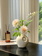 Serene Blush Dahlia and Orchid Faux Floral Arrangement