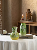 French Country Spring Green Blossom Ceramic Vase