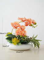 Zen Apricot Phalaenopsis Orchid Botanical Faux Floral Arrangement