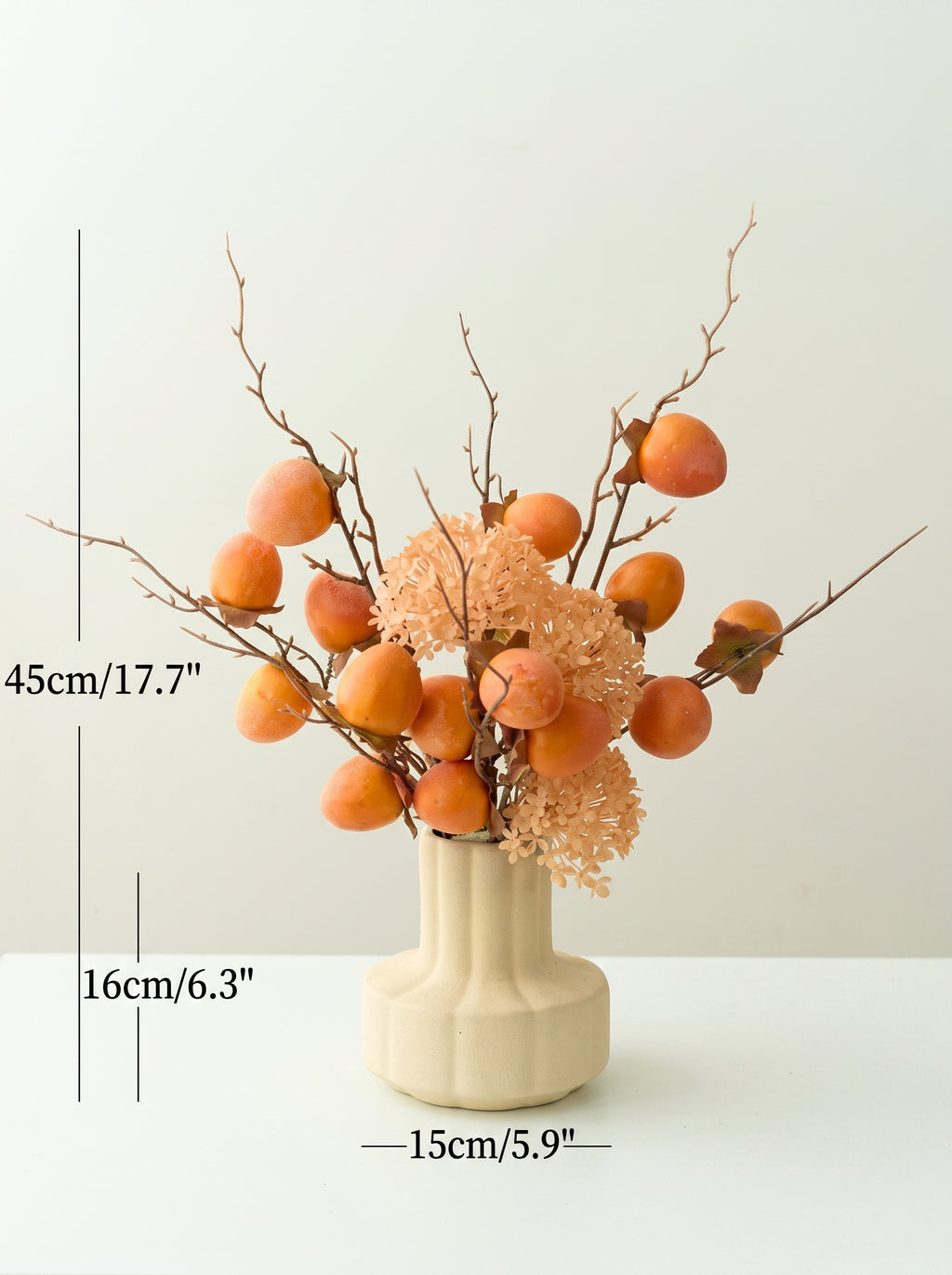 Nordic Golden Persimmon Harvest Faux Floral Arrangement