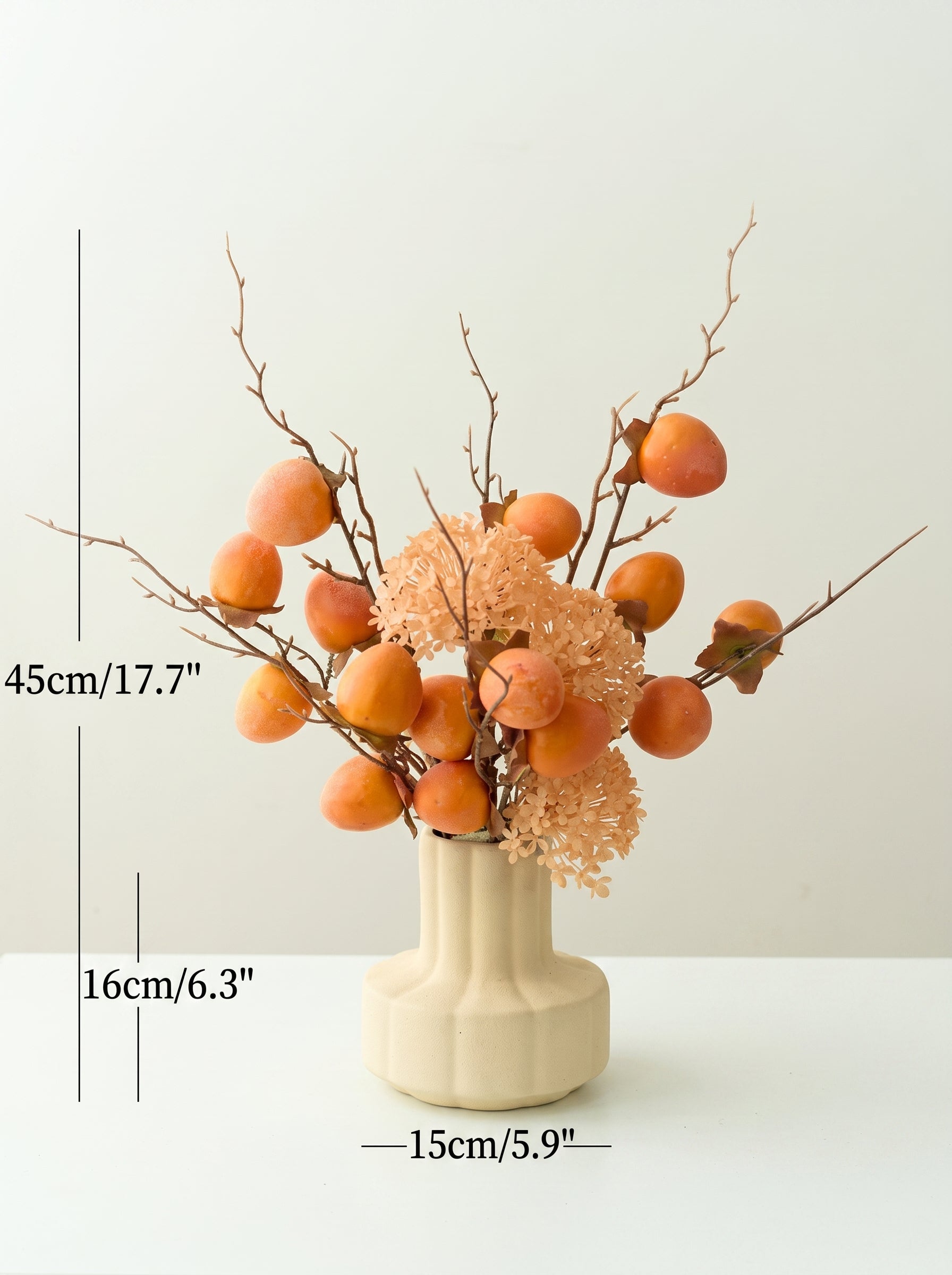 Nordic Golden Persimmon Harvest Faux Floral Arrangement