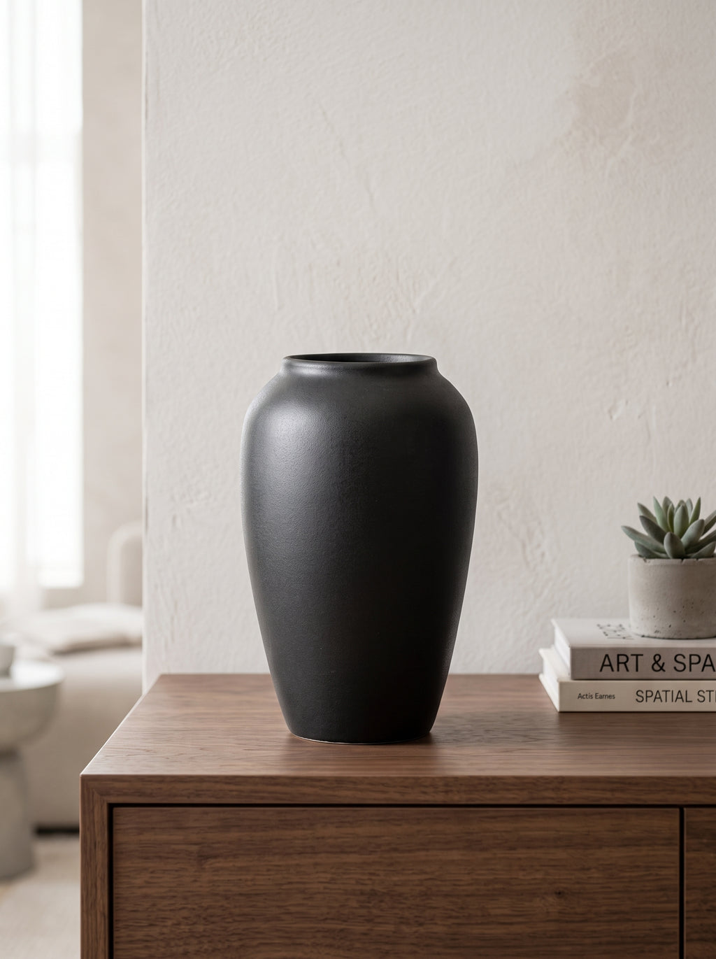 Wabi-Sabi Black Sculptural Vase