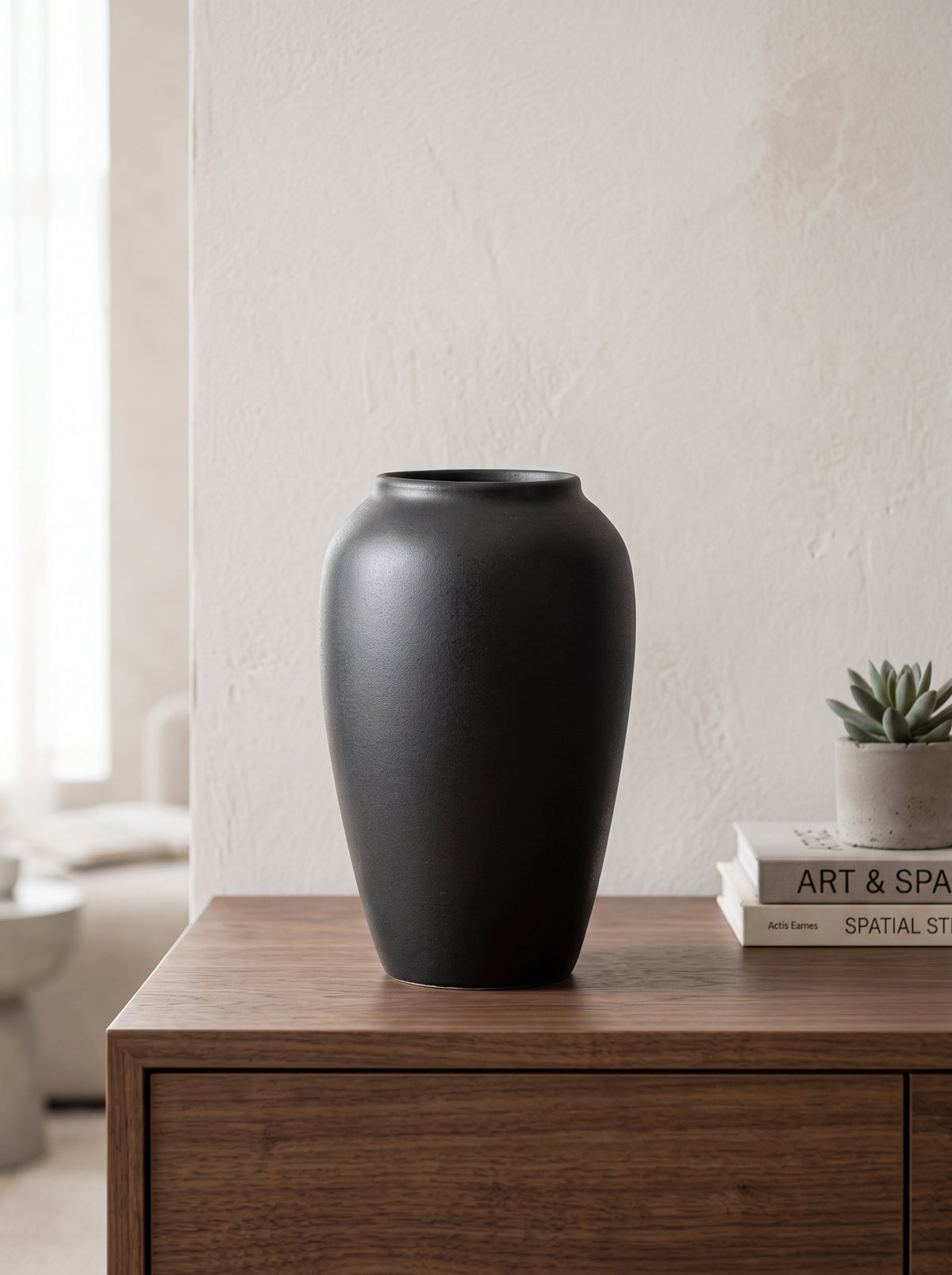 Wabi-Sabi Black Sculptural Vase