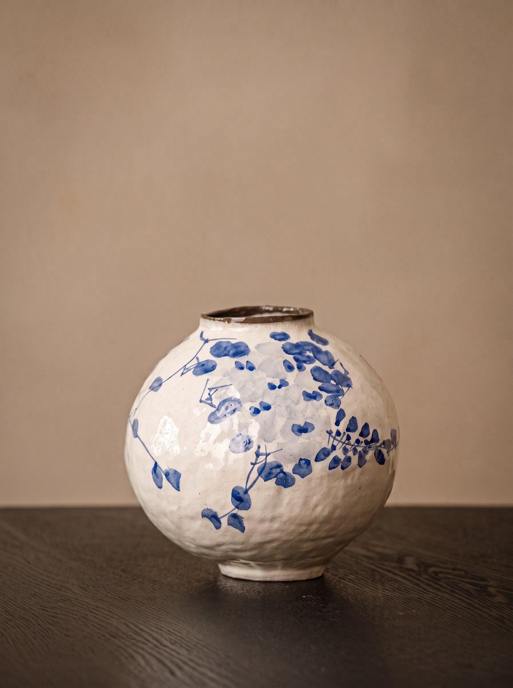 Vintage Blue Wisteria Handcrafted Ceramic Vase