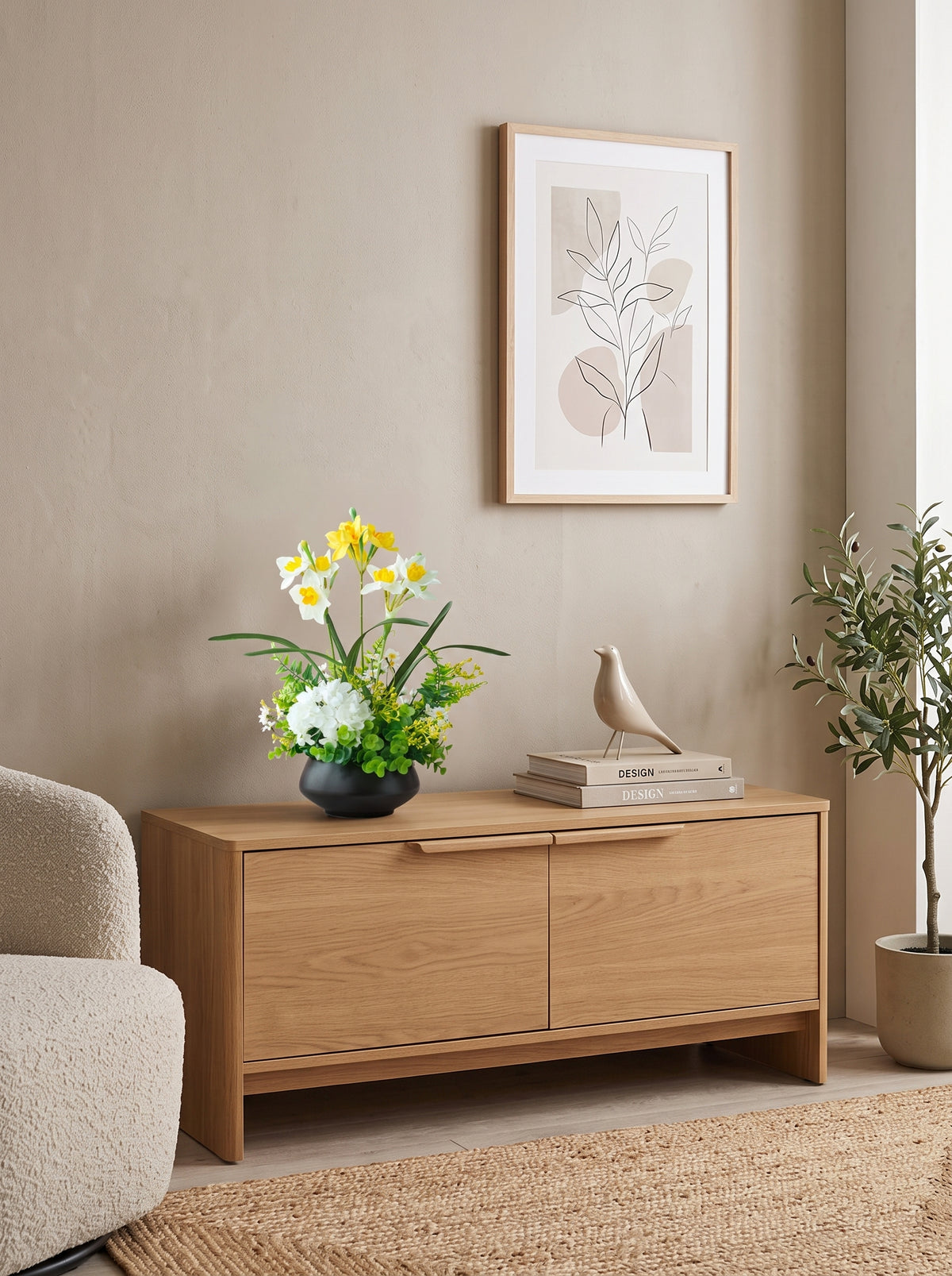 Serene Yellow Daffodil Spray Faux Floral Arrangement