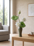 Zen Pure White Lotus Spray Faux Floral Arrangement