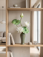 Zen Pure White Lotus Spray Faux Floral Arrangement