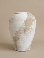 Wabi Sabi Distressed White Washed Textured Ceramic Vase