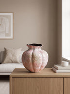 Vintage Fluted Speckled Glazed Sculptural Vase