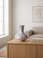 Hand-Painted Blue Floral Glazed Vase