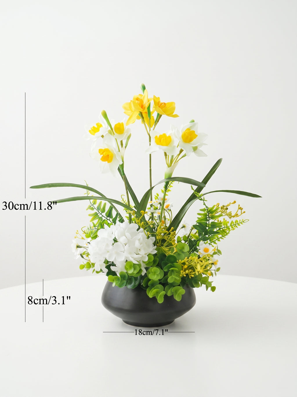 Serene Yellow Daffodil Spray Faux Floral Arrangement