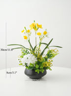 Serene Yellow Daffodil Spray Faux Floral Arrangement