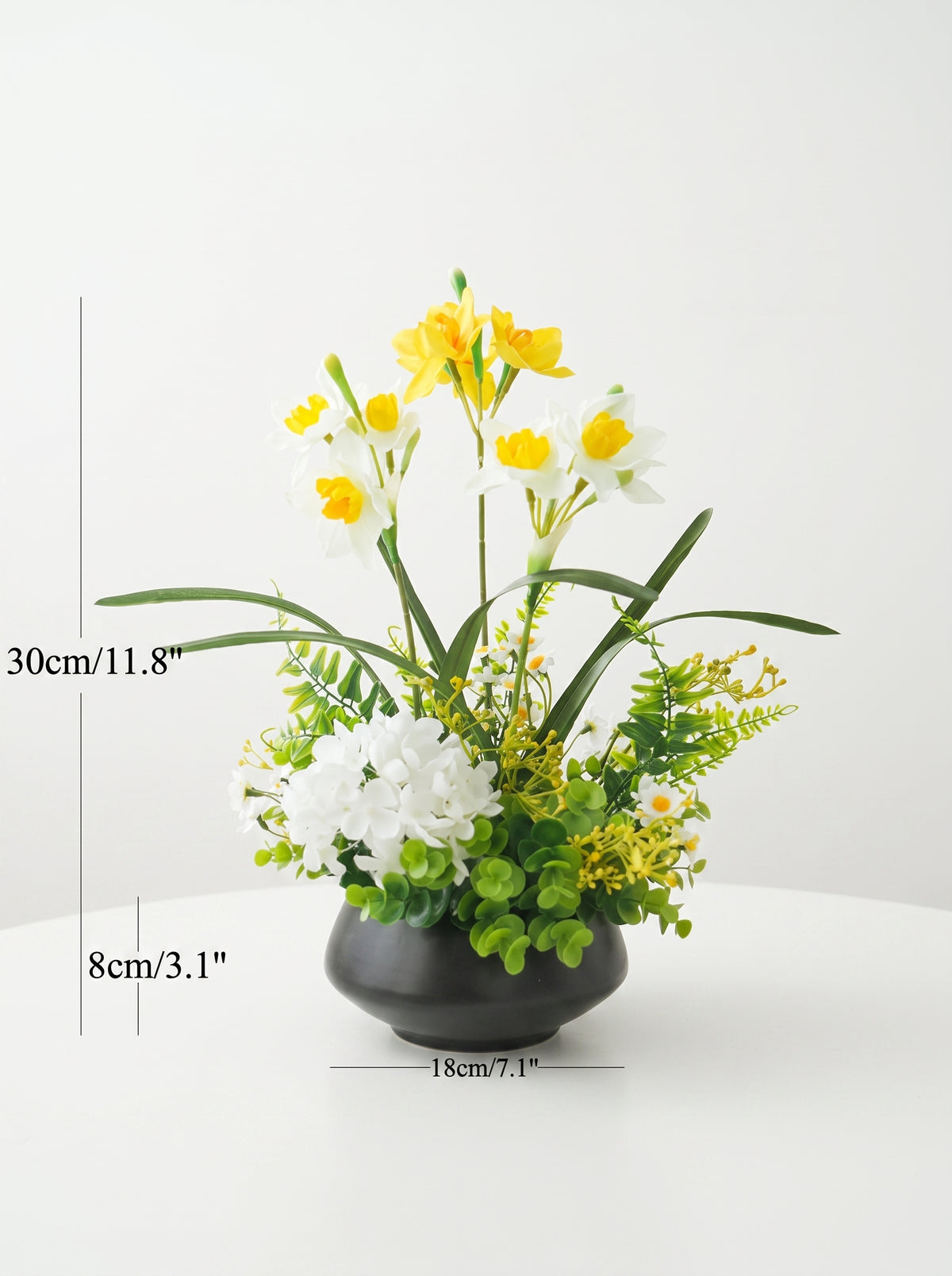Serene Yellow Daffodil Spray Faux Floral Arrangement
