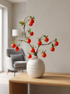 Golden Autumn Harvest Faux Persimmon Branch Artificial Floral Arrangement