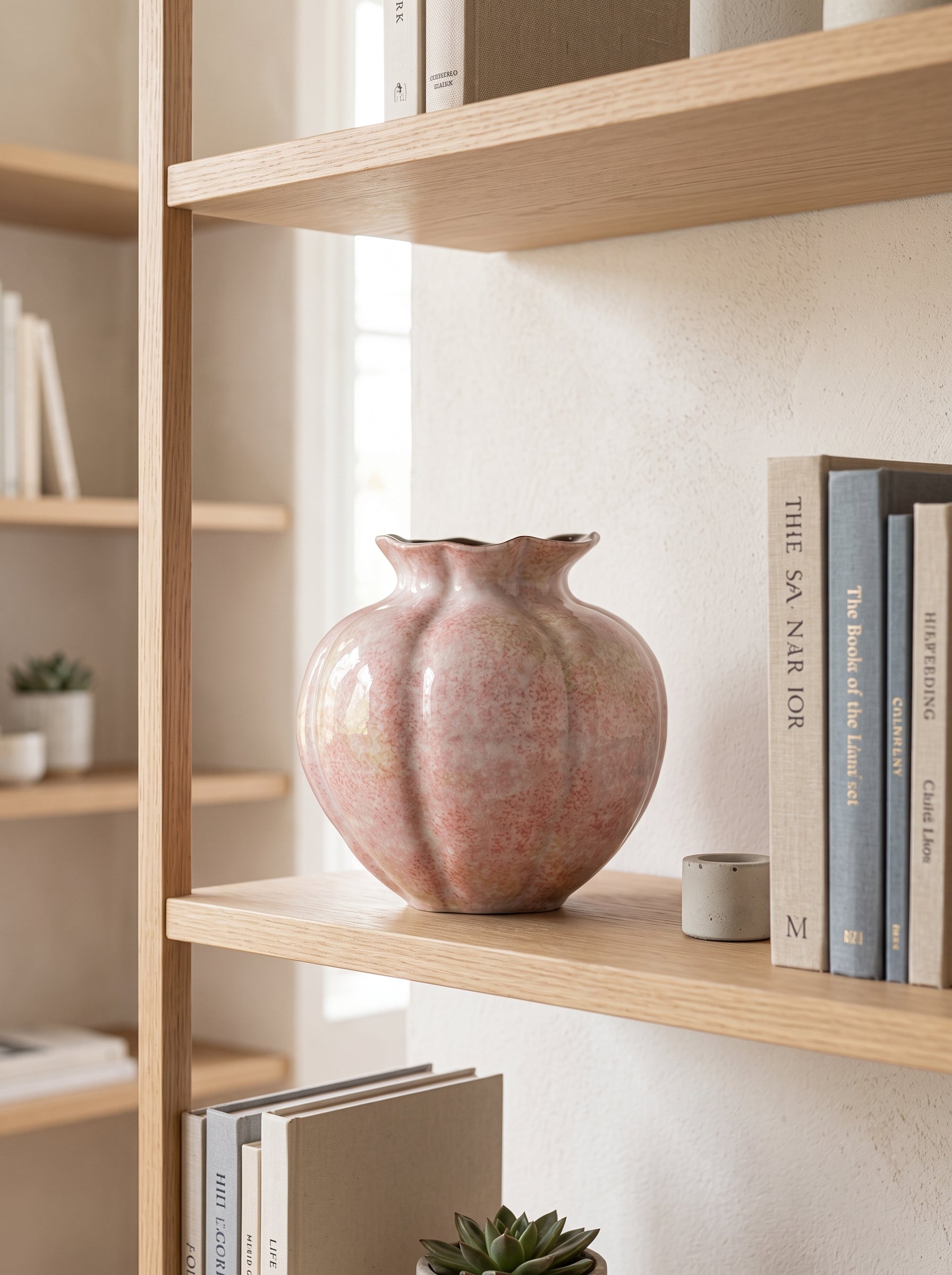 Vintage Fluted Speckled Glazed Sculptural Vase