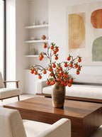Luxurious Abundant Autumn Persimmon Fruit Stem Artificial Floral Arrangement