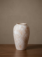 Rustic Textured White Terracotta Vase