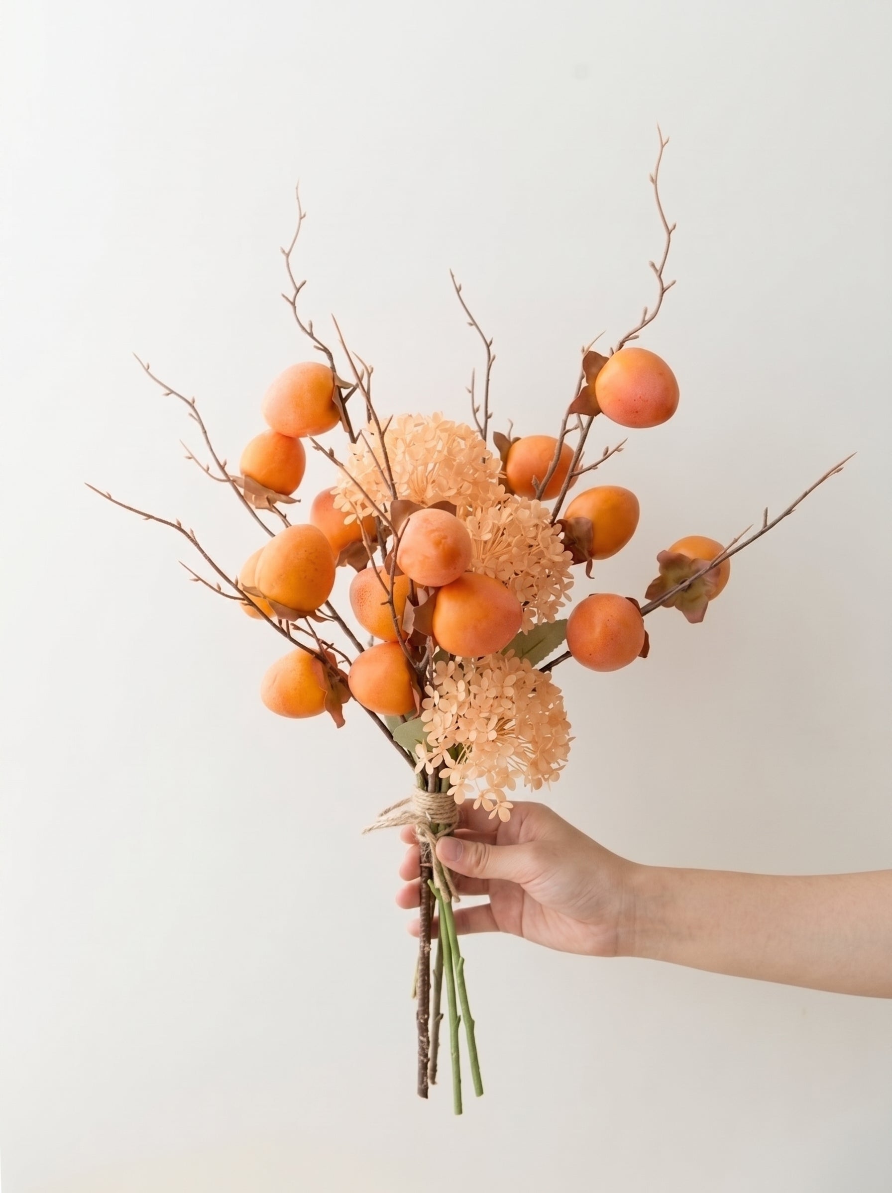 Nordic Golden Persimmon Harvest Faux Floral Arrangement