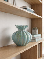 Artisanal Fluted Mint Blue Vase