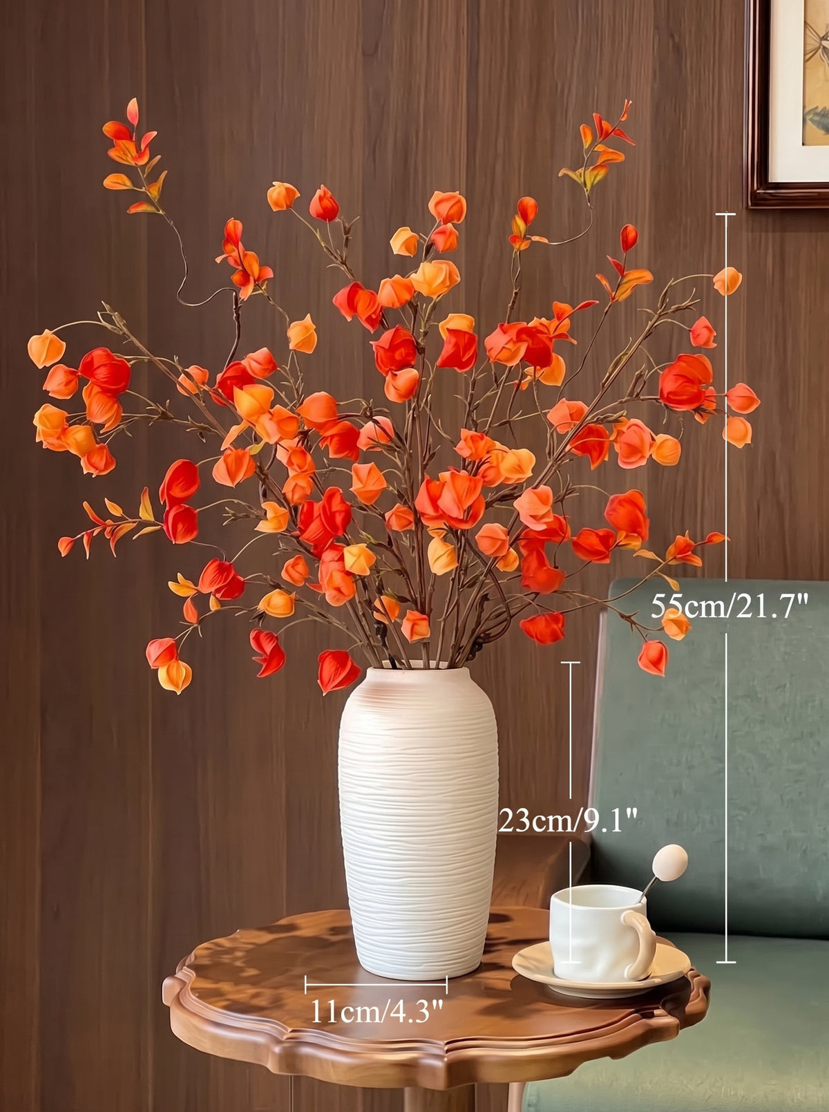 French Countryside Warm Terracotta Physalis Faux Floral Arrangement
