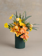 Vintage Golden Orchid Spray Faux Floral Arrangement
