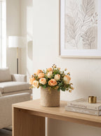 Rustic Apricot Rose Garden Spray Faux Floral Arrangement