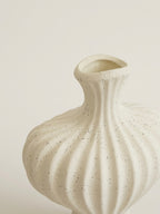 Artisan Speckled Cream Fluted Sculptural Ceramic Vase